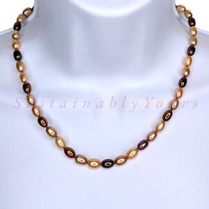 Honora Multi Color Freshwater Pearl Necklace Bronze Champagne Chocolate 925